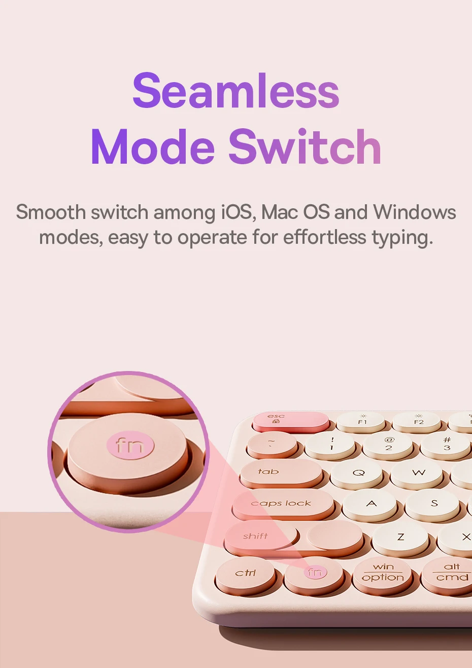 Teclado Sem Fio Bluetooth K01A Rosa - Imagem 13