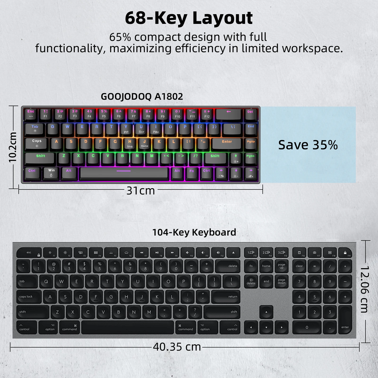 Teclado Mecânico Compacto Goojodoq RGB 68 Teclas - Imagem 7