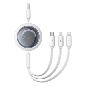 Cabo USB 3 em 1 Retrátil 3.5A Free2Draw - Branco