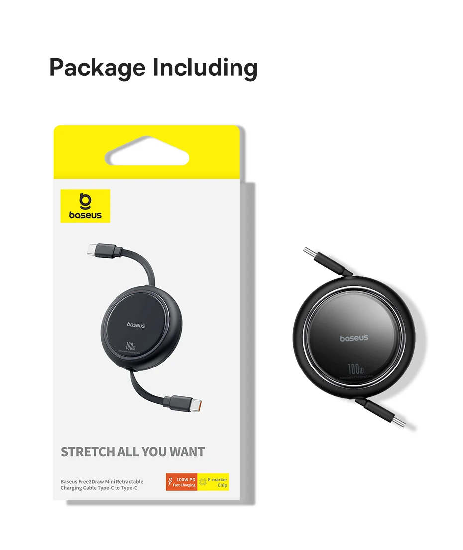 Kit 2 Cabos Retráteis USB C 100W Free2Draw Carregamento Rápido - Imagem 25