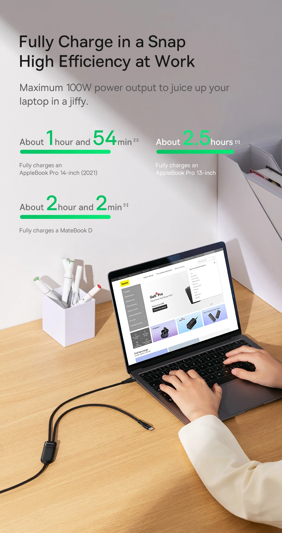 Cabo USB C 100W 2 em 1 - Imagem 11