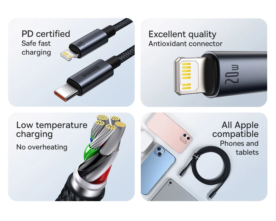 Cabo USB Tipo C para Lightning 20W Carregamento Rápido - Imagem 9