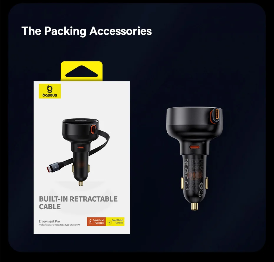 Carregador Veicular 60W 3 em 1 com Cabo Retrátil - Imagem 27