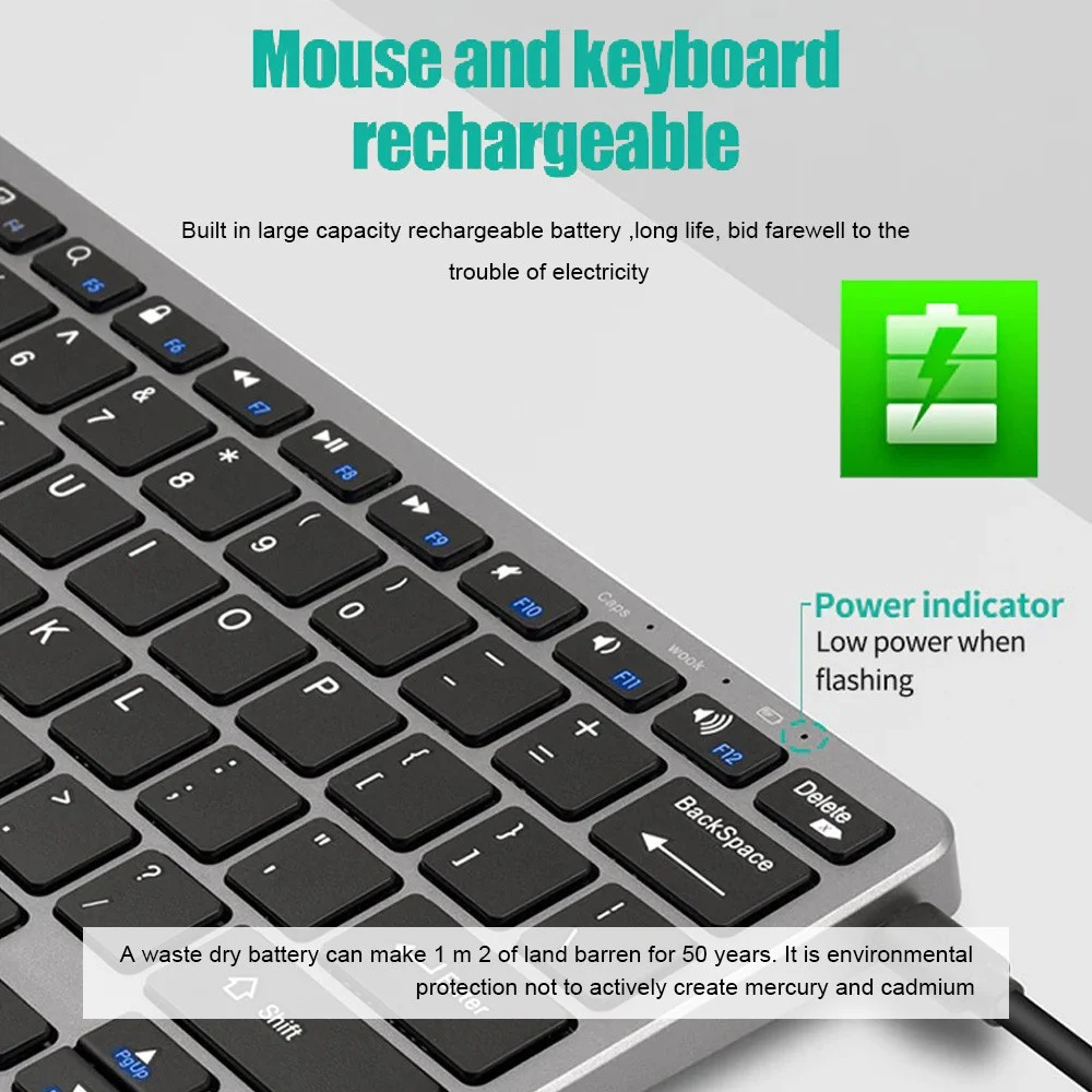 GOOJODOQ KM01 - Kit Teclado e Mouse Sem Fio com Bluetooth - Imagem 9