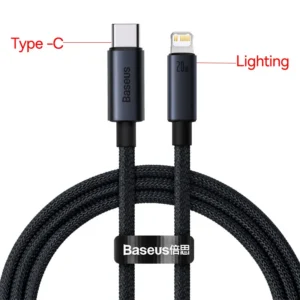 Cabo USB Tipo C para Lightning Baseus 20W Carregamento Rápido - Cinza