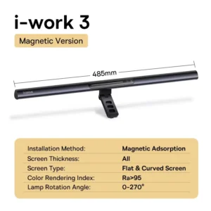 Luminária Magnética de Luz Assimétrica Baseus i-wok3 - Preto