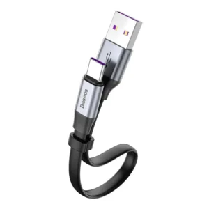 Cabo Curto USB C 5A 40W QC 3.0 - Prata