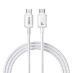 Cabo USB C Crystal Baseus 100W Carregamento Rápido - Branco