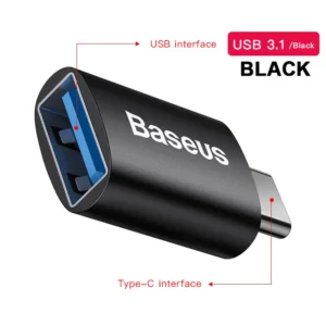Adaptador USB Baseus 3.1 OTG Tipo C - Preto Tipo C para USB