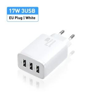 Carregador Rápido Triplo 17W 3 USB Turbo - Branco