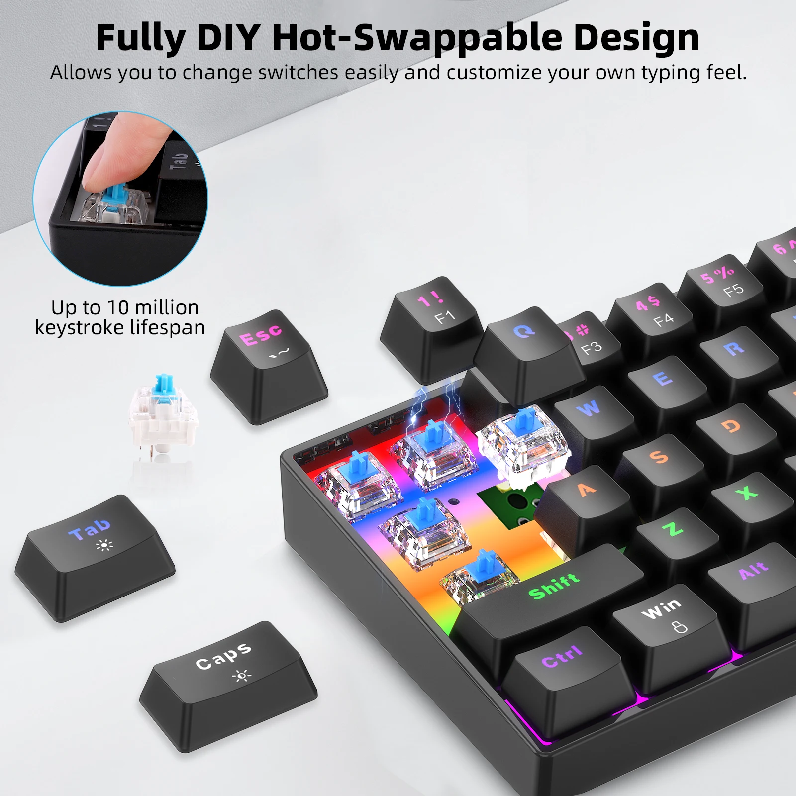 Teclado Mecânico Compacto Goojodoq RGB 68 Teclas - Imagem 8