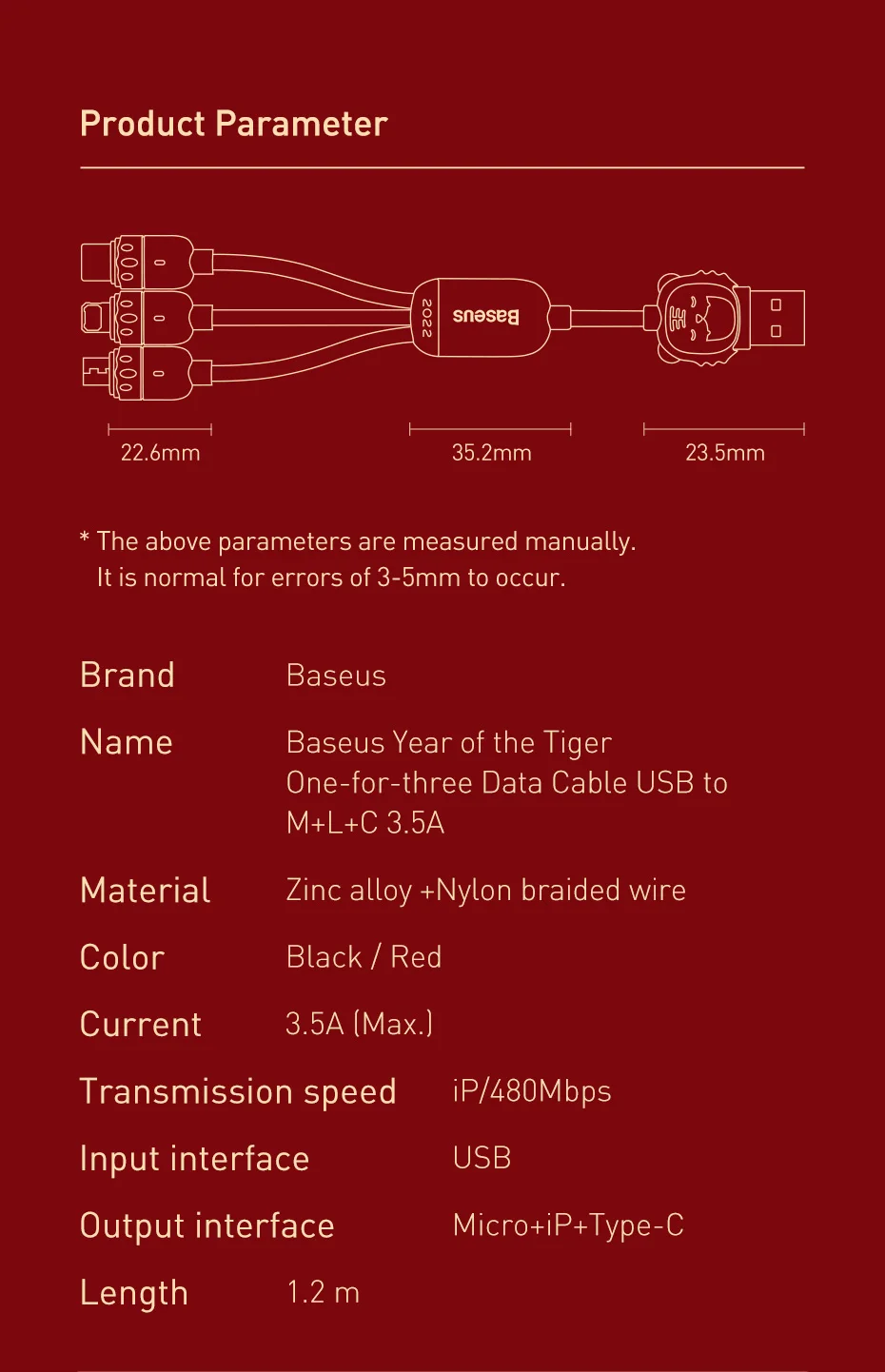 Cabo USB 3 em 1 Temático Baseus - Imagem 20