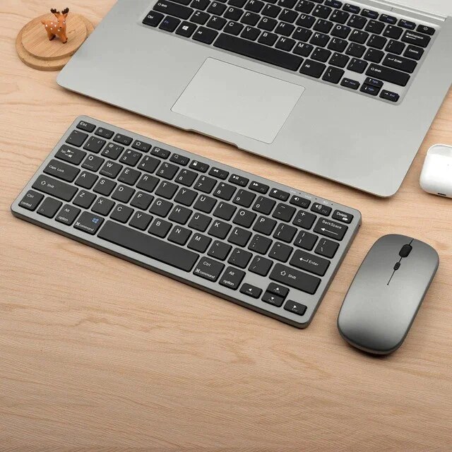 Bateria Recarregável – GOOJODOQ KM01 - Kit Teclado e Mouse Sem Fio com Bluetooth