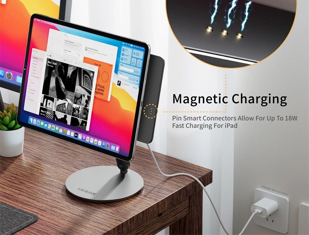 Carrega Enquanto Usa – Suporte Magnético para iPad com Carregamento LULULOOK