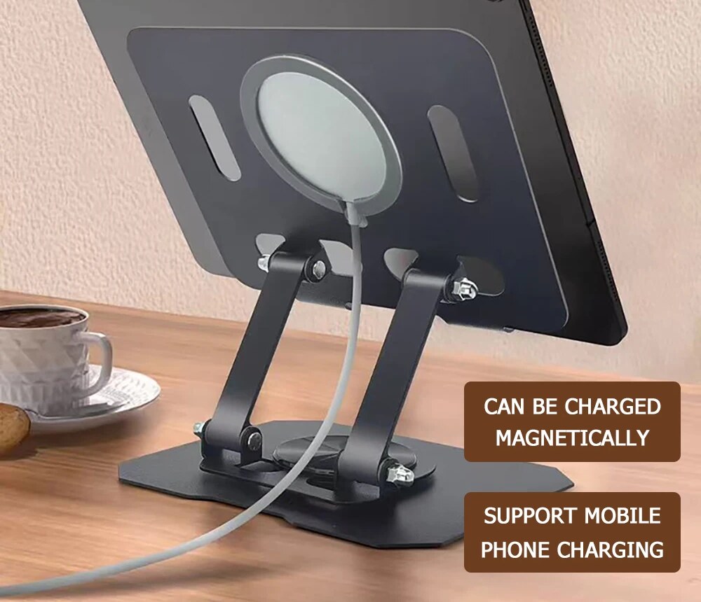 Aceita Carregador sem Fio – Suporte Ajustável para Tablet com Rotação 360°
