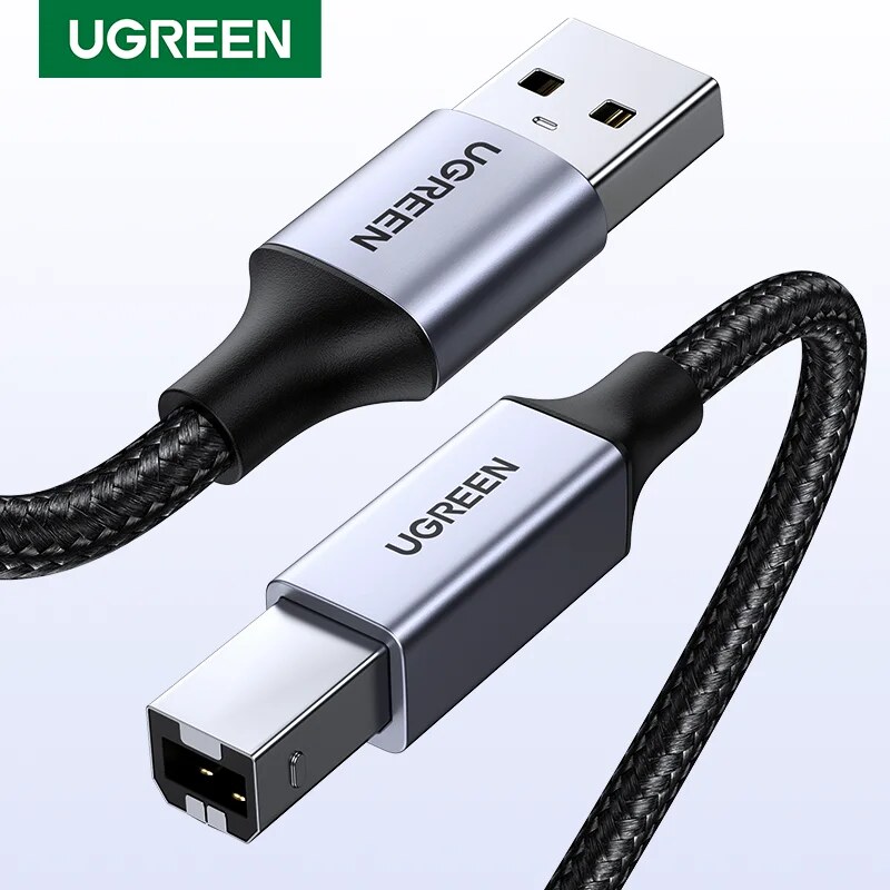 Malha de Nylon e Reforço nas Pontas – Cabo Ugreen USB A para Impressora