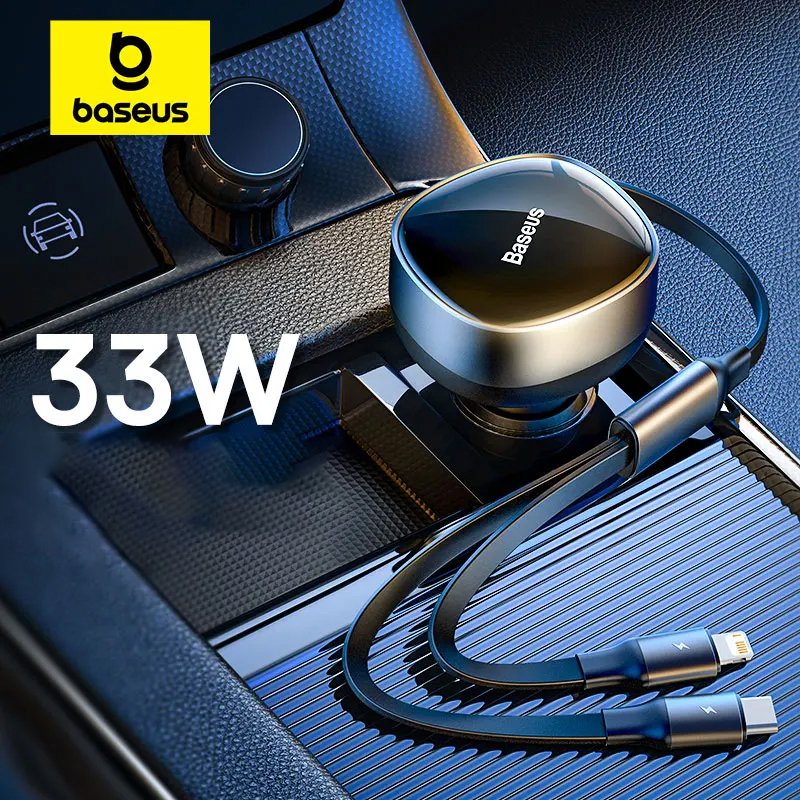 Carregador Veicular 2 em 1 com Cabo Retrátil