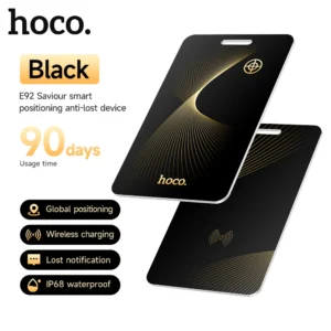 Rastreador Inteligente HOCO E92 – Localização Global & Anti-Perda com Find My - Preto