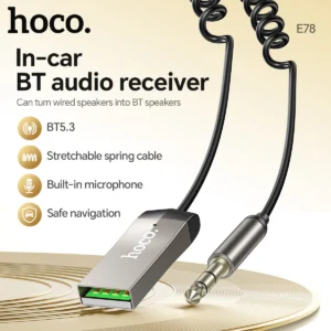 HOCO E78 Receptor Bluetooth para Carro – AUX 3.5mm
