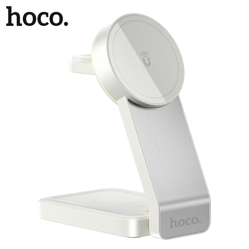 Carregador Magnético 3 em 1 HOCO CQ3 Dobrável com MagSafe - Branco