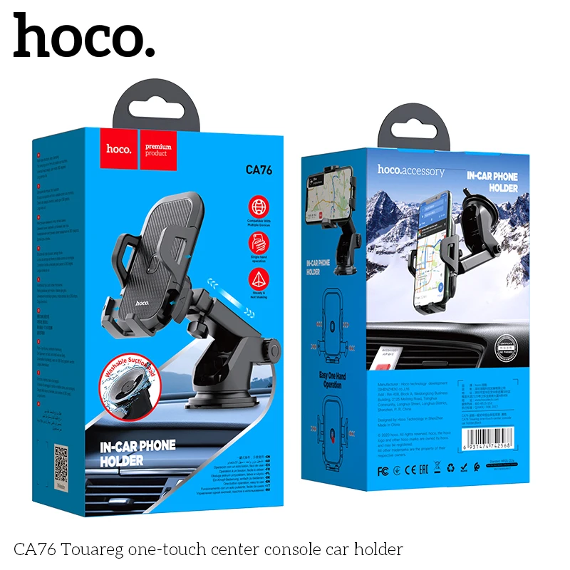 Suporte Veicular HOCO CA76 Universal 360° com Ventosa - Preto
