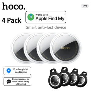 Kit 4 Localizadores Inteligentes HOCO E91 – Compatível com Apple Find My