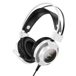 Headset Gamer HOCO W110 com Fio RGB e Microfone (Driver 50mm) - Branco