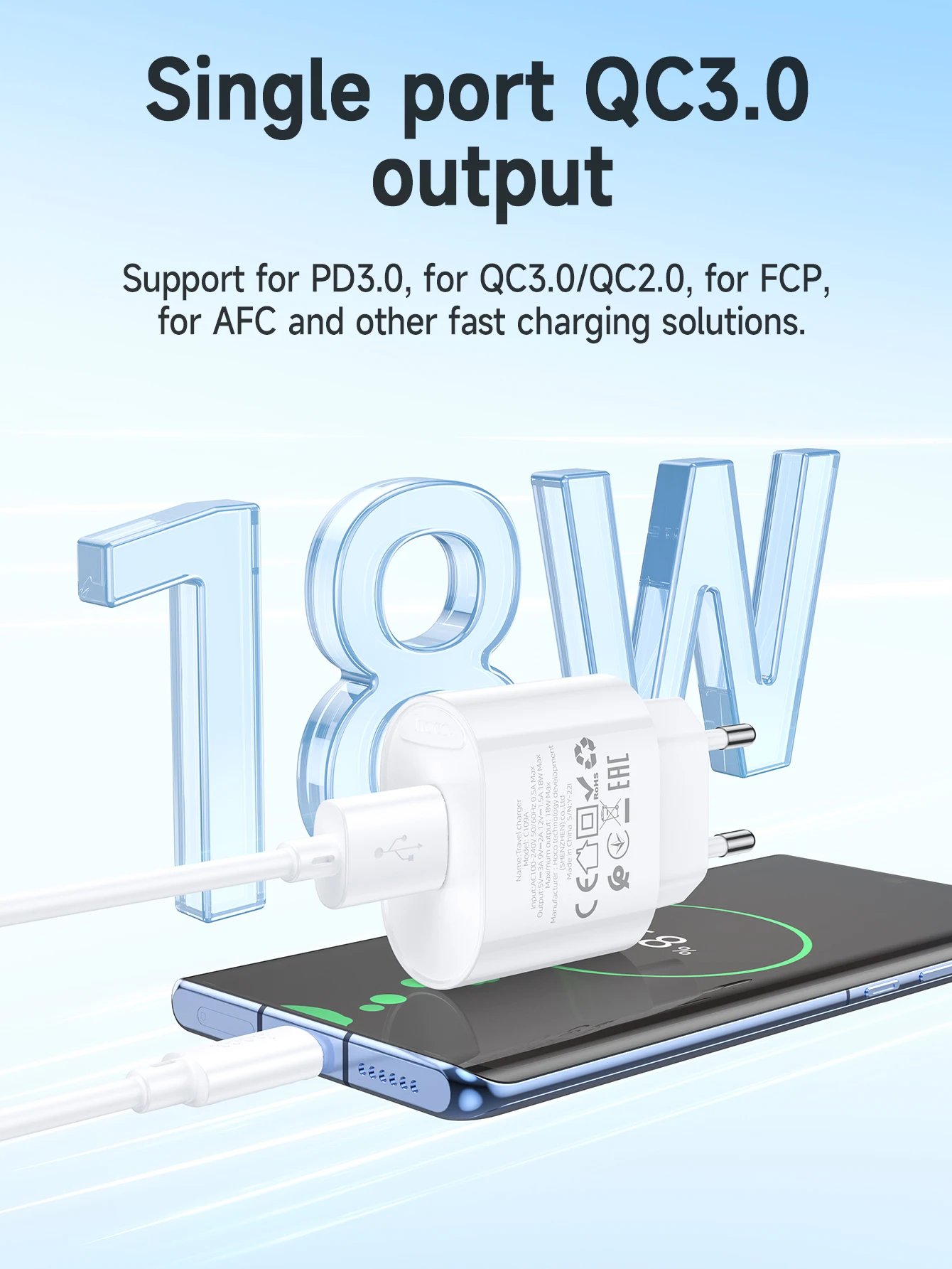 Carregador HOCO 18W QC 3.0 C109A - Imagem 8