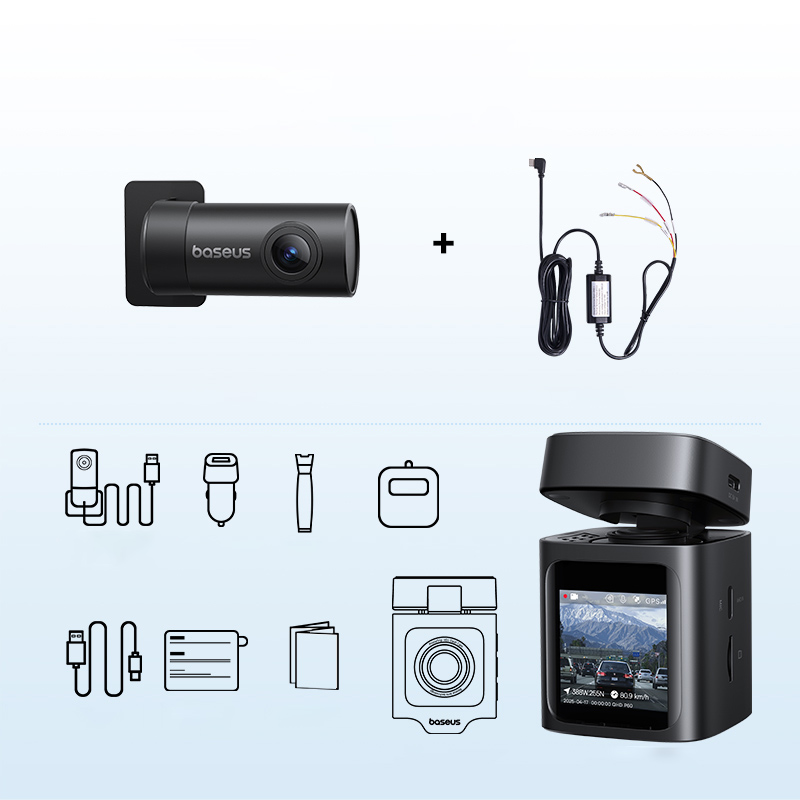 Câmera Veicular Inteligente Frontal 3K PrimeTrip Baseus VD1 - Frontal e Traseira e HW