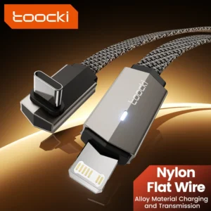 Cabo USB-C para Lightning 90° Toocki com LED e Revestimento em Nylon