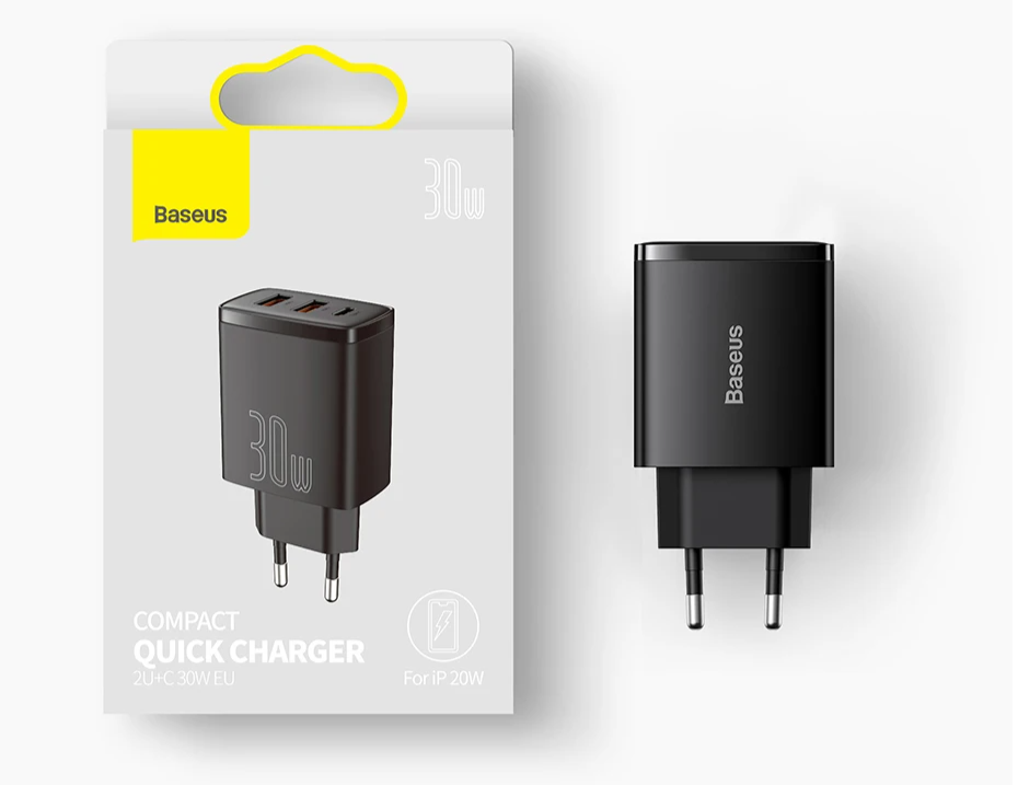 Carregador Baseus 30W USB QC3.0 PD3.0 Tipo C 3 Portas - Imagem 2