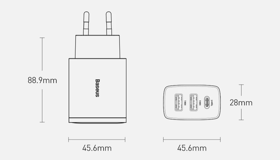 Carregador Baseus 30W USB QC3.0 PD3.0 Tipo C 3 Portas - Imagem 3