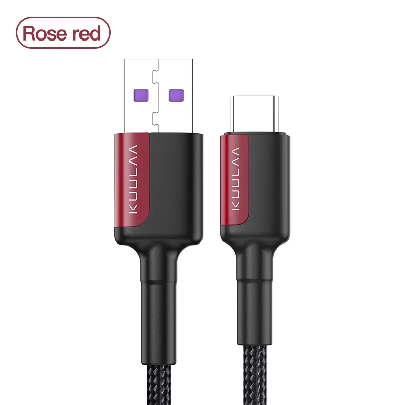 Cabo Kuulaa 5A Carregamento Rápido USB-C - Vermelho Rosa