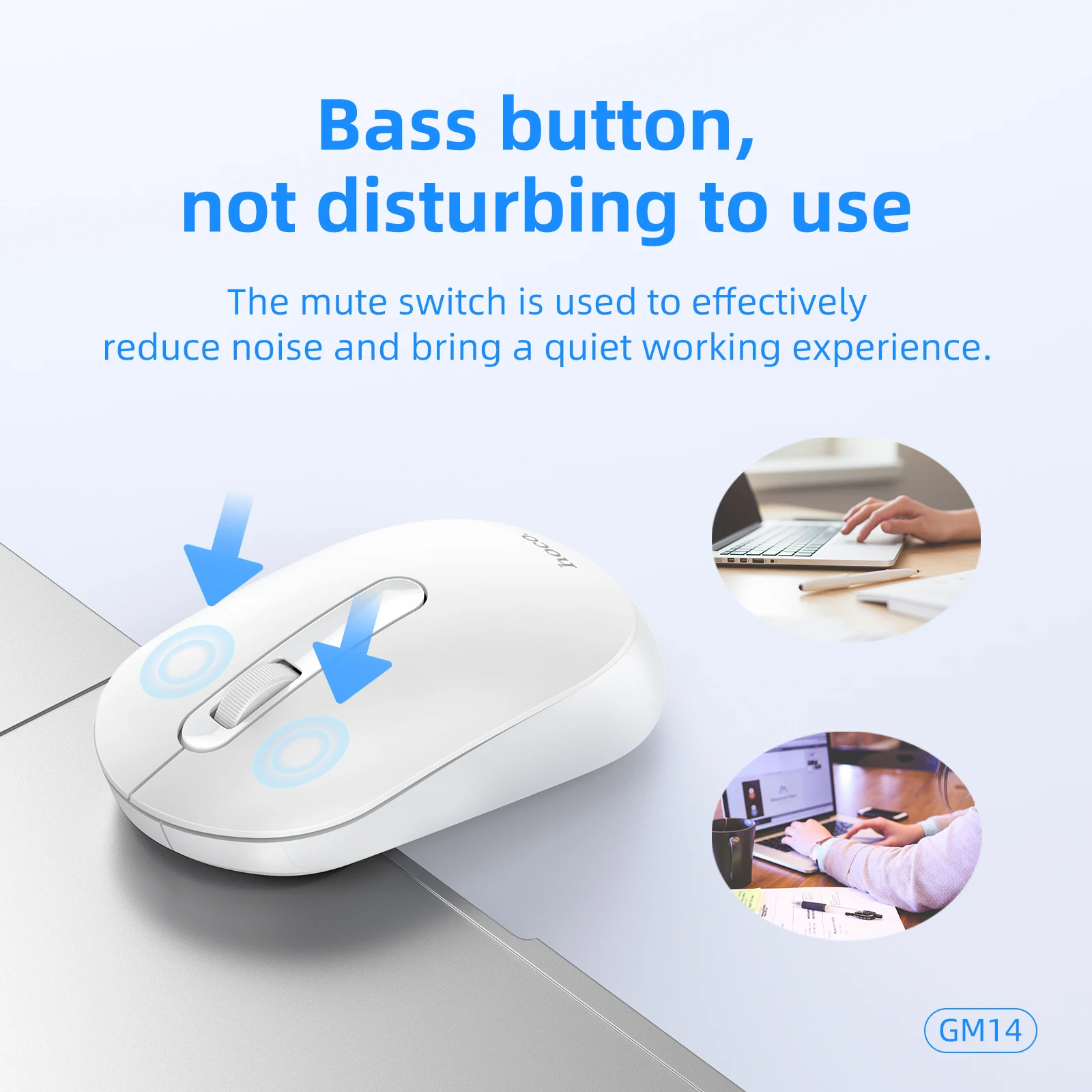 HOCO GM14 Mouse Sem Fio 2.4G Silencioso 1200 DPI - Imagem 7