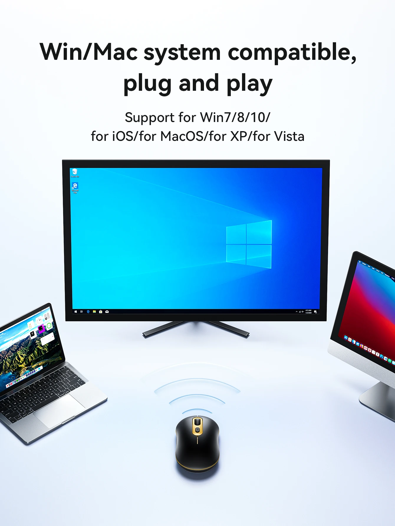 HOCO GM21 Mouse Sem Fio 2.4G 1600 DPI Silencioso e Ergonômico - Imagem 13