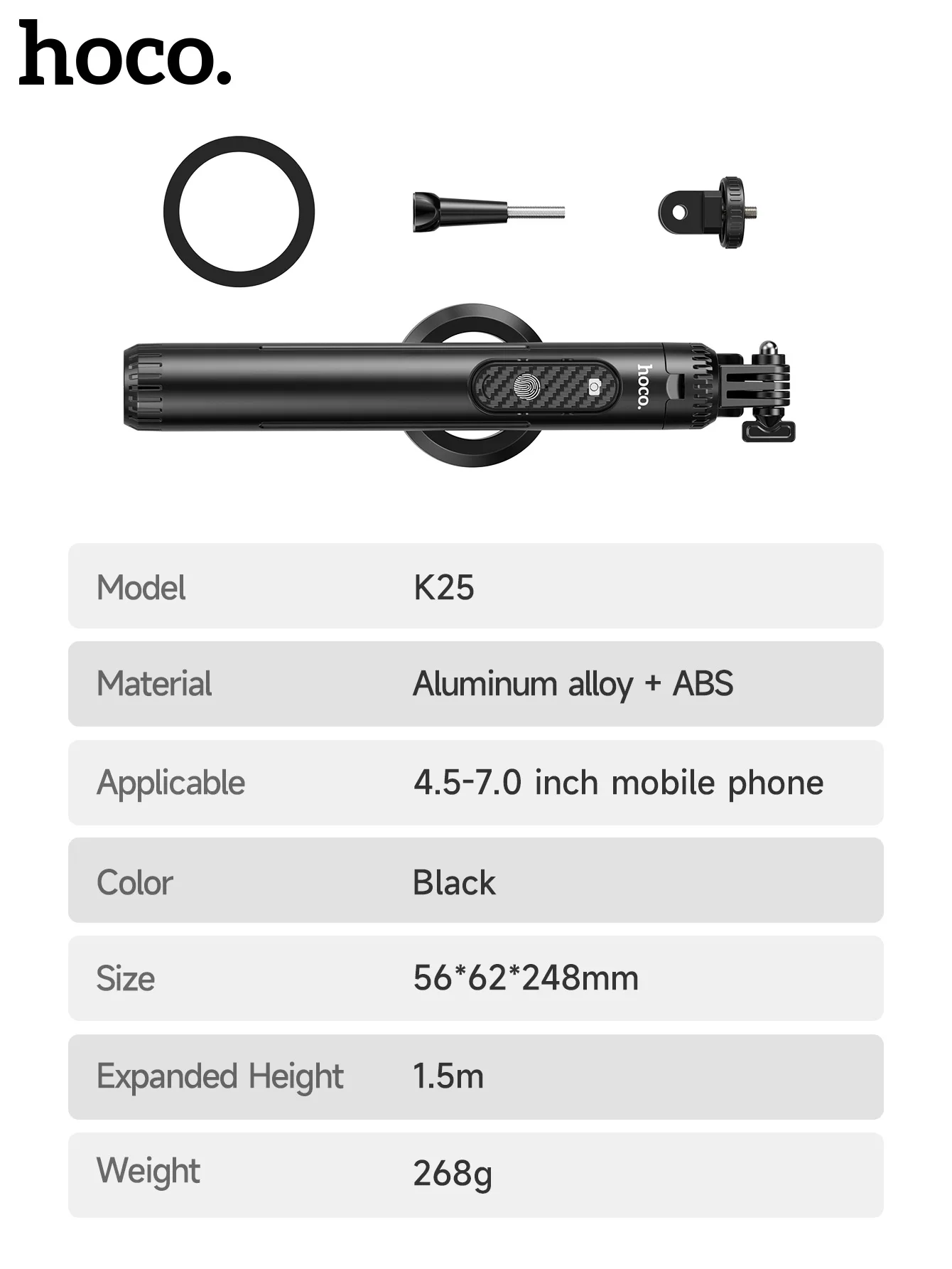 HOCO K25 Tripé Selfie Magnético com Controle Bluetooth - Imagem 16
