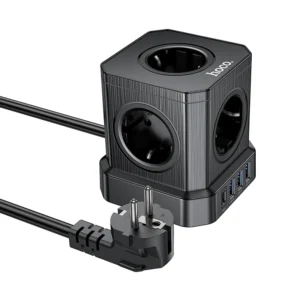 Estação Inteligente de Energia 4000W HOCO com USB-C e 5 Tomadas - Preto