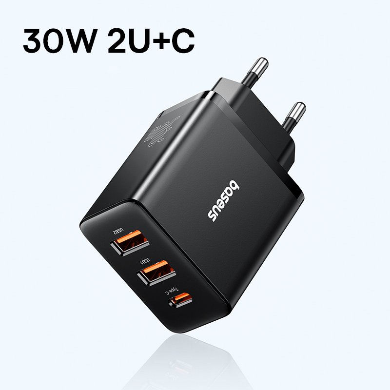 Carregador Baseus 30W USB QC3.0 PD3.0 Tipo C 3 Portas - Imagem 4