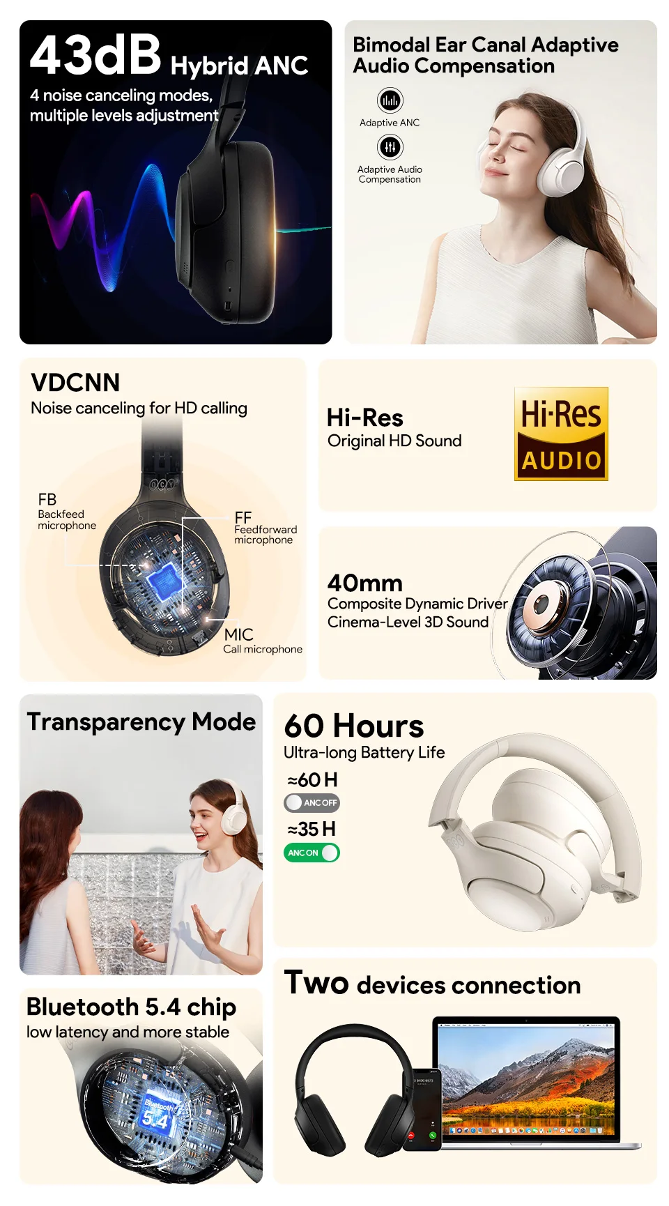 Headset QCY H3 ANC Bluetooth 5.4 - Imagem 8