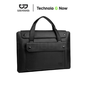 Bolsa para Notebook GOOJODOQ 13 a 16 Polegadas em Couro PU - Preto