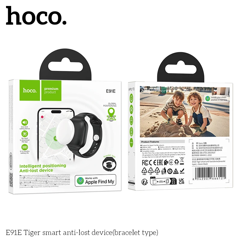 Rastreador Inteligente com Apple Find My HOCO E91E - Preto
