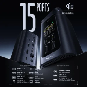 Dock Station USB-C Baseus 160W 15 em 1 com Carregamento Sem Fio