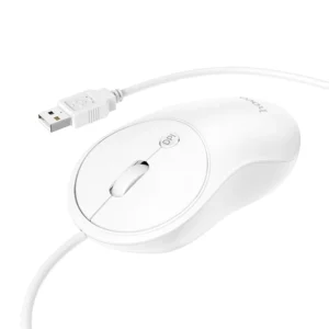 Mouse USB com Fio Silencioso 1600 DPI HOCO GM13 - Branco