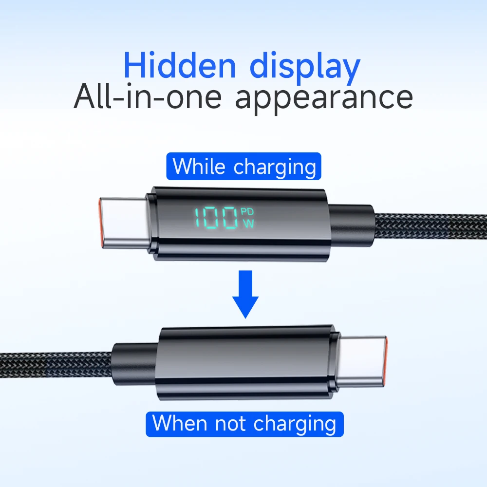 HOCO U125 Cabo USB-C para USB-C 100W com Display Digital LED - Imagem 5