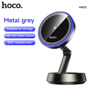 Suporte Veicular Magnético com Carregamento Sem Fio HOCO HW33 15W - Preto