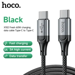 Cabo USB-C para USB-C HOCO X102 60W Carregamento Rápido - Preto