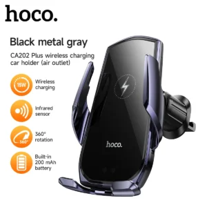 Suporte Veicular HOCO CA202 Plus Wireless 15W com Sensor Inteligente - Preto
