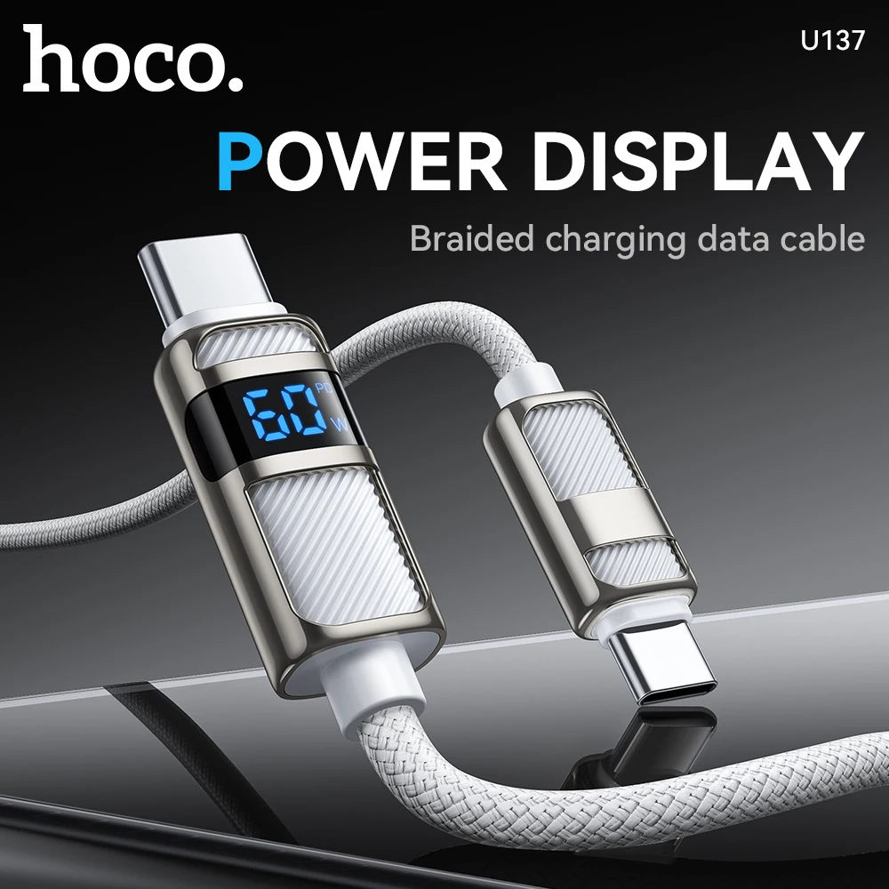 Cabo USB-C 60W HOCO U137 com Display LED
