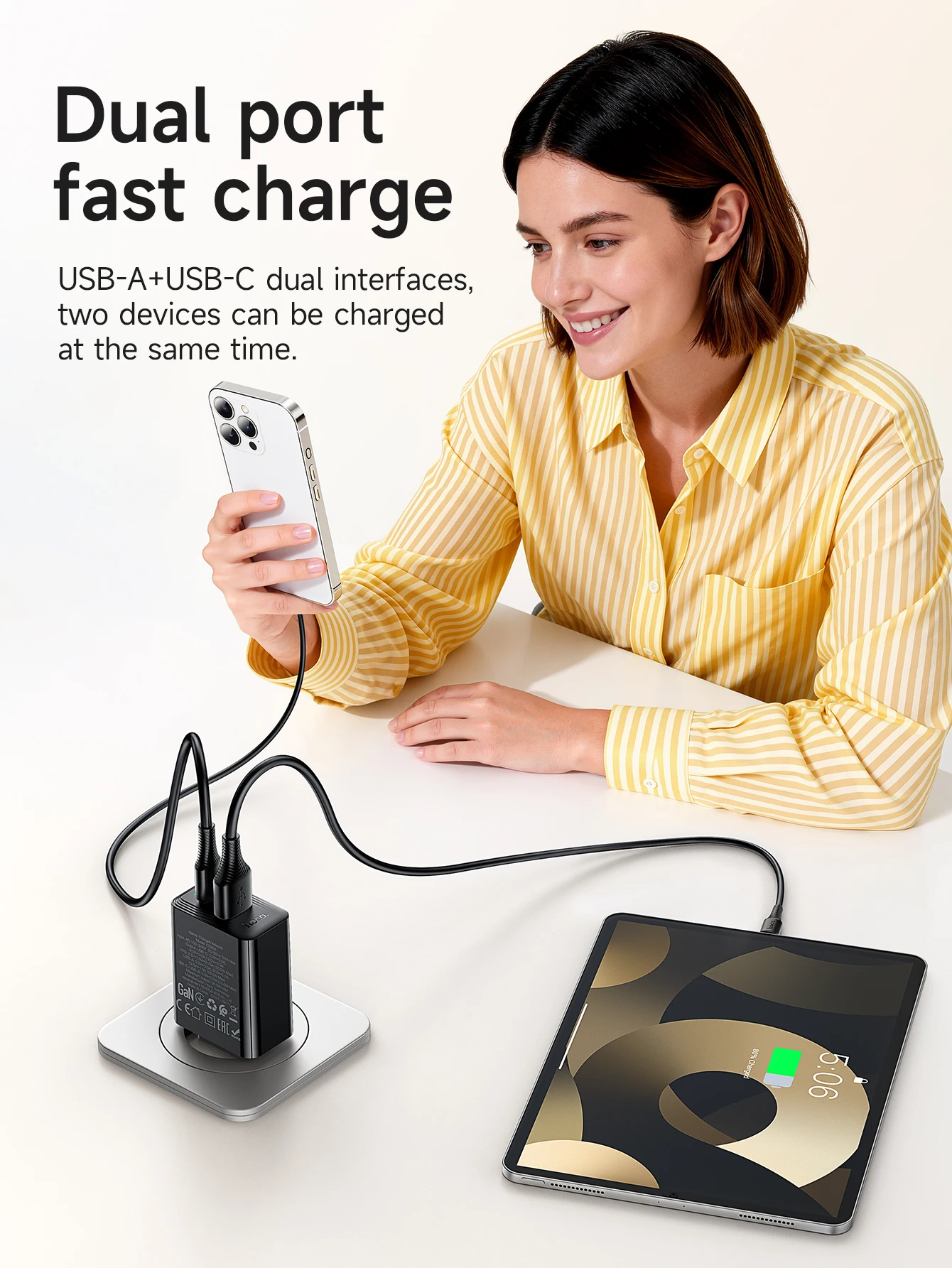 Kit Carregador Turbo HOCO CS95A GaN 30W com Cabo USB-C - Imagem 6