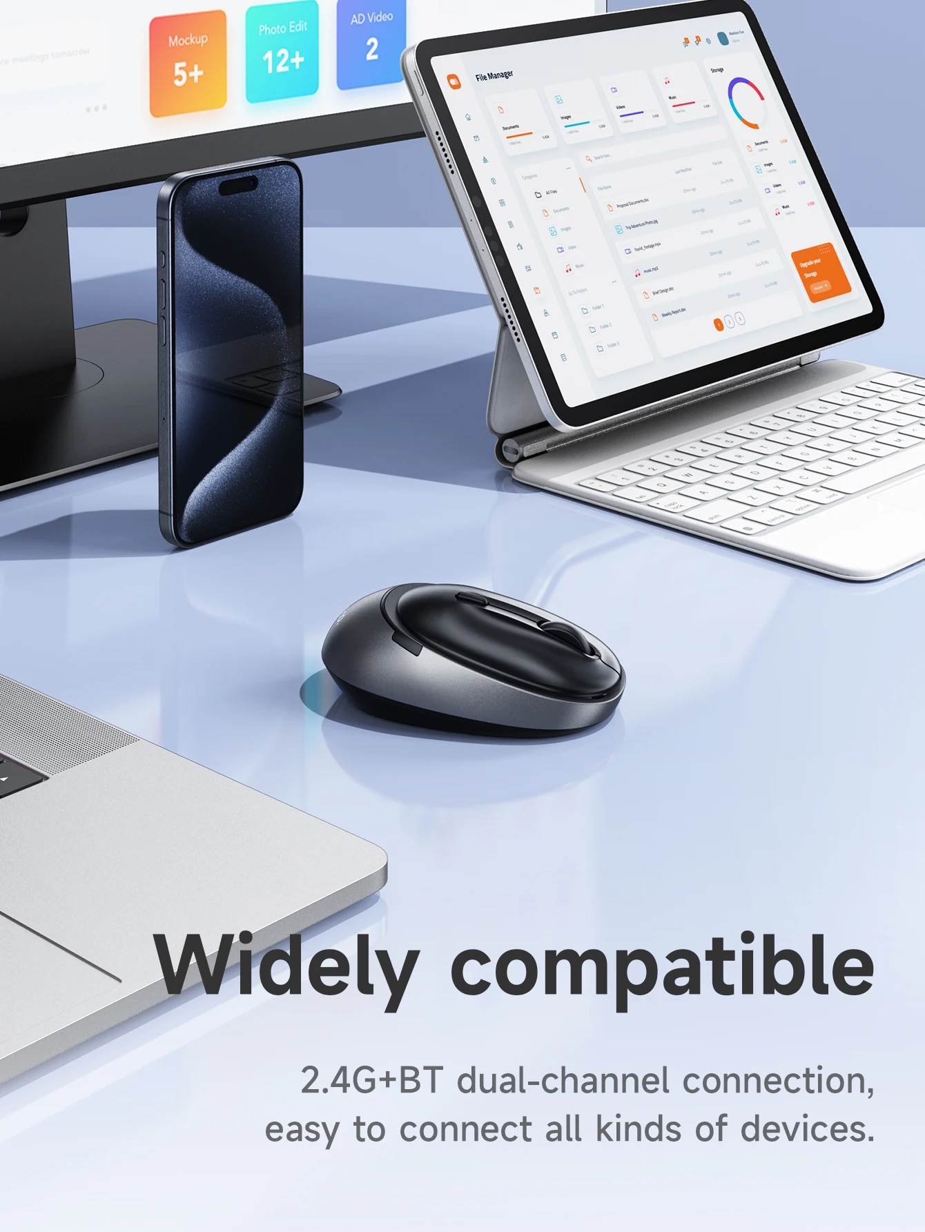 Mouse Sem Fio HOCO GM34 Bluetooth 5.2 + 2.4G Silencioso 1600DPI - Imagem 14